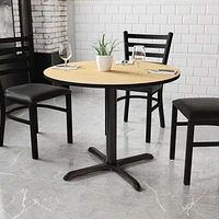 36'' Round Natural Laminate Table Top with 30'' x 30'' Table Height Base