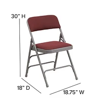 HERCULES Series Curved Triple Braced & Double-Hinged Brown Patterned Fabric Metal Folding Chair