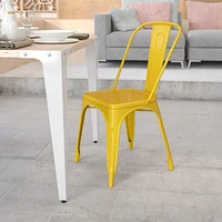 Yellow Metal Indoor-Outdoor Stackable Chair