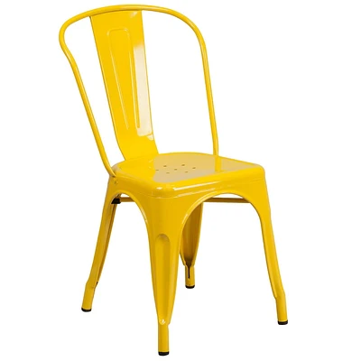 Chaise empilable pour l'intérieur et l'extérieur en métal jaune