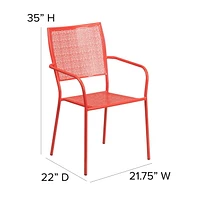 Gold Indoor-Outdoor Steel Patio Arm Chair with Square Back