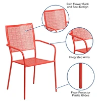 Gold Indoor-Outdoor Steel Patio Arm Chair with Square Back