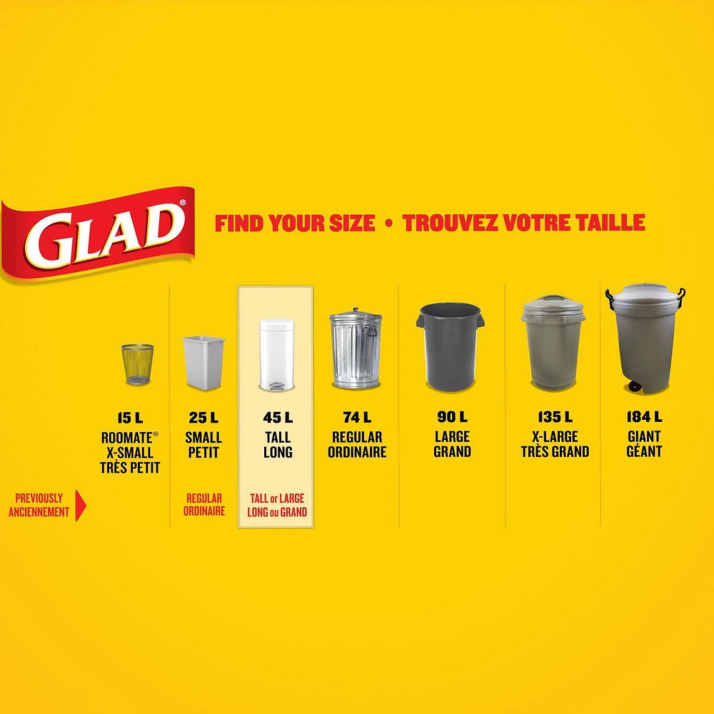 Glad Clear Garbage Bags - Tall 45 Litres - Febreze Fresh Clean Scent,, 30 Bags