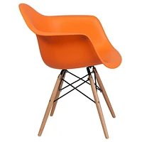 Alonza Series Green Plastic Chair with Wooden Legs