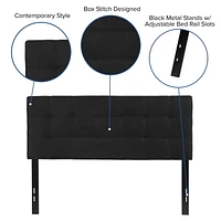 Bedford Tufted Upholstered Full Size Headboard in Black Fabric