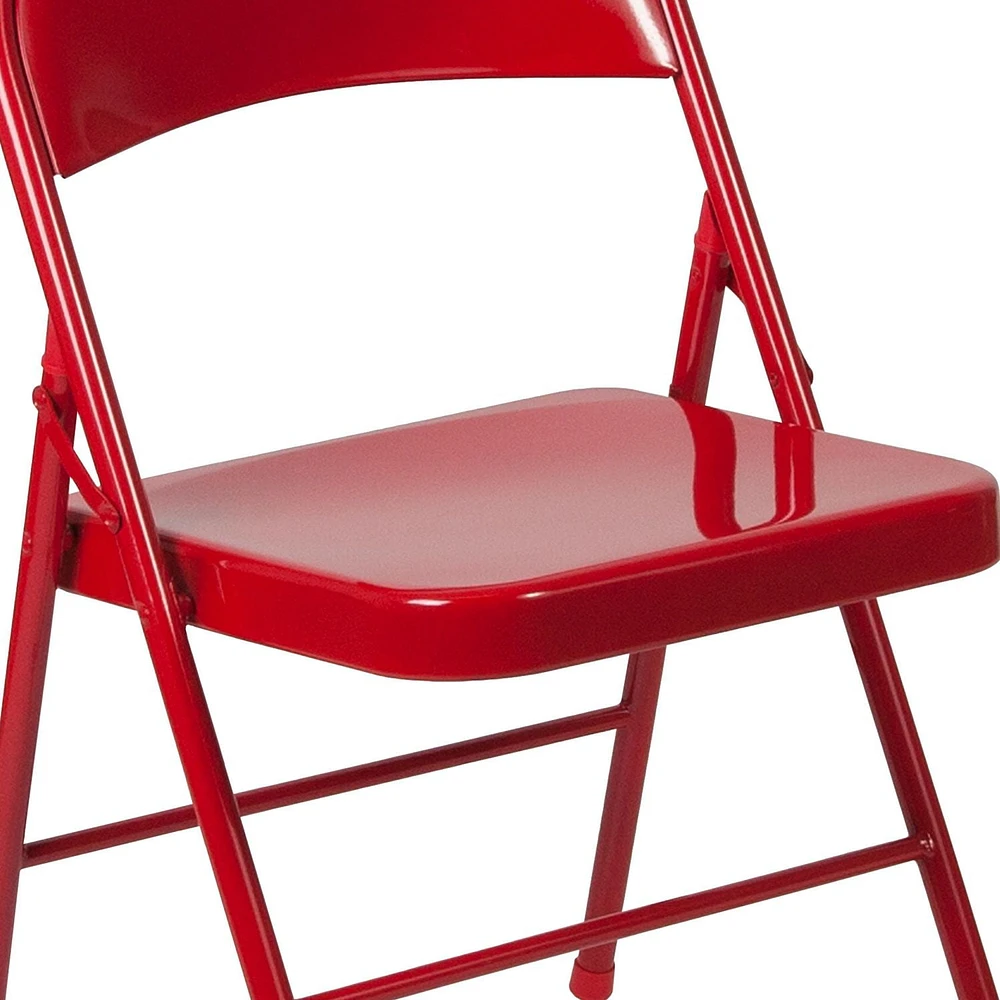 HERCULES Series Double Braced Red Metal Folding Chair