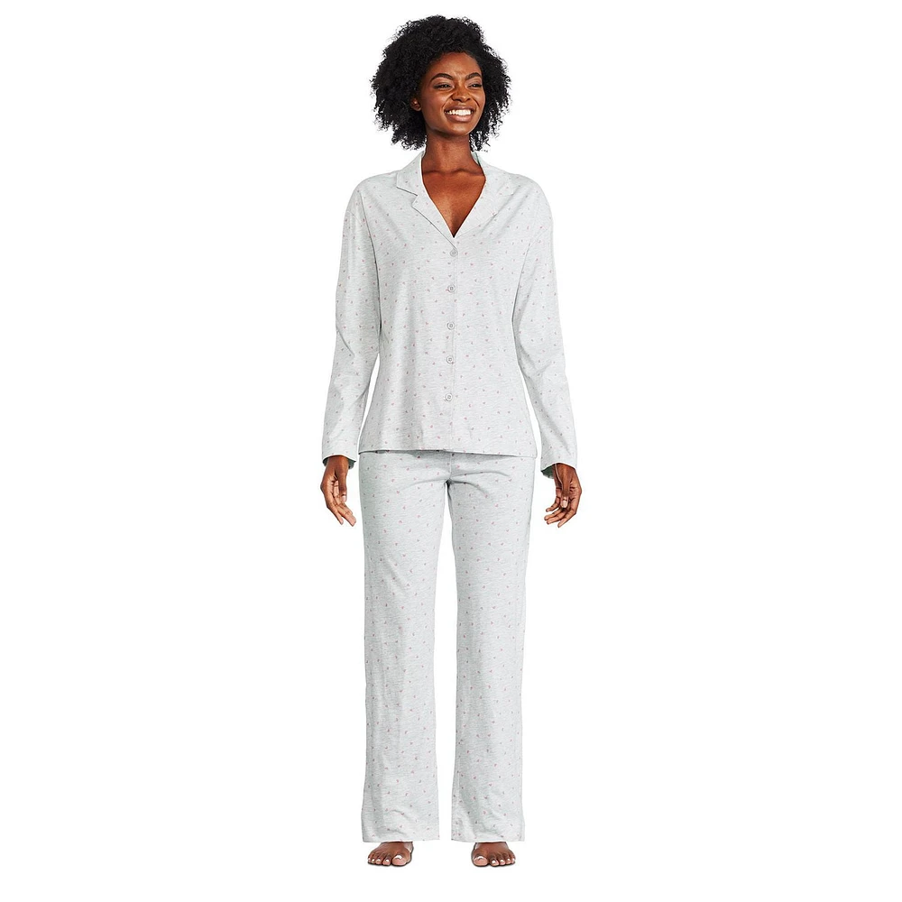 Pyjama 2 pièces avec haut à col cranté George pour femmes Tailles TP–TTG