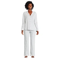 Pyjama 2 pièces avec haut à col cranté George pour femmes Tailles TP–TTG