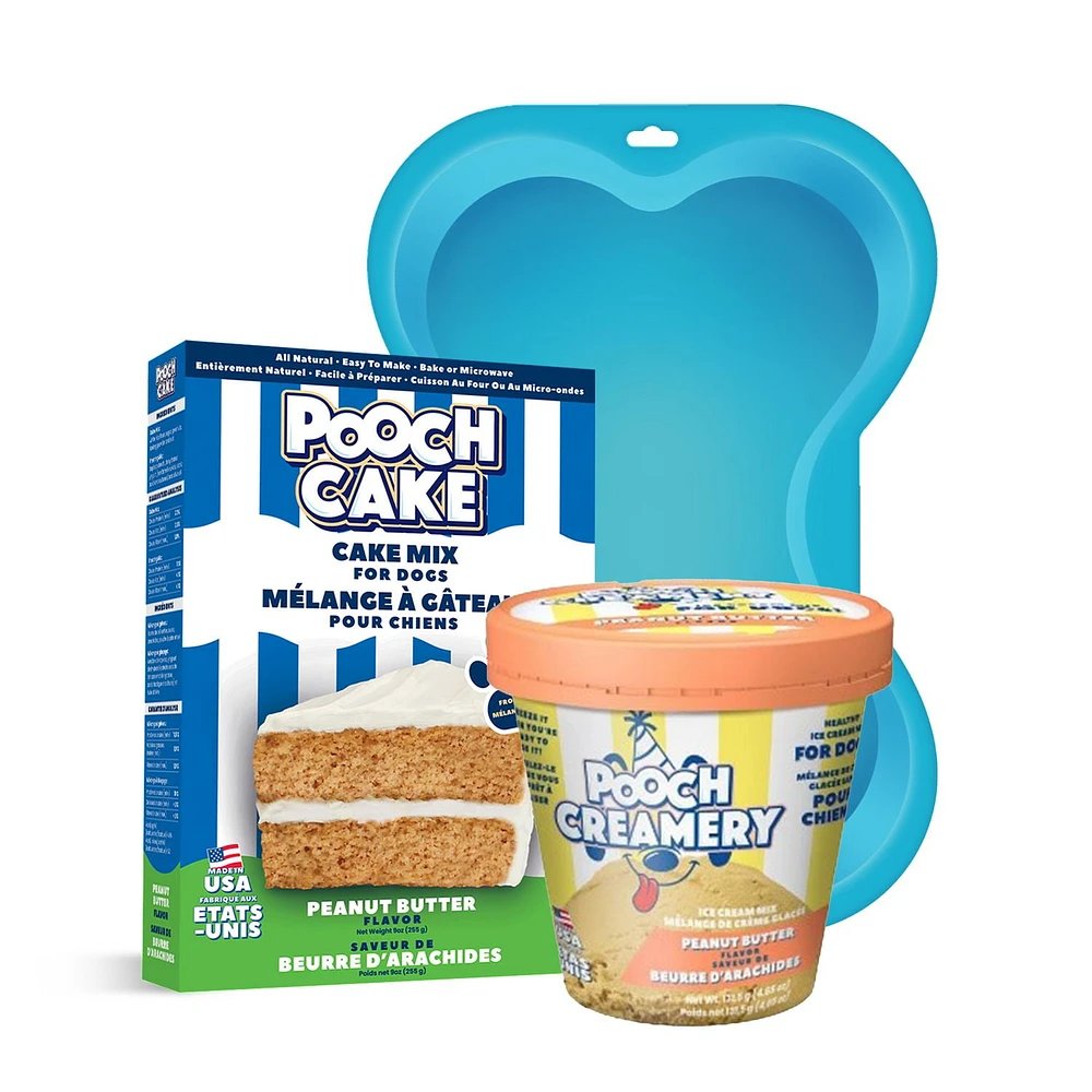 Pooch Cake Basic Starter Pack Plus - Peanut Butter Cake Mix and Peanut Butter Ice Cream Mix