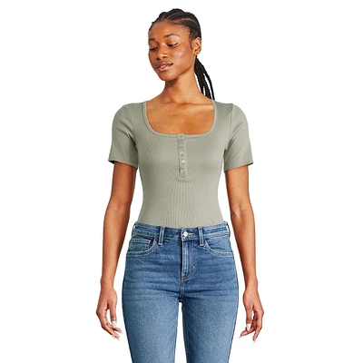 Justaucorps à encolure henley George pour femmes Tailles TP–TTG