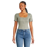 George Women's Henley Bodysuit, Sizes XS-XXL