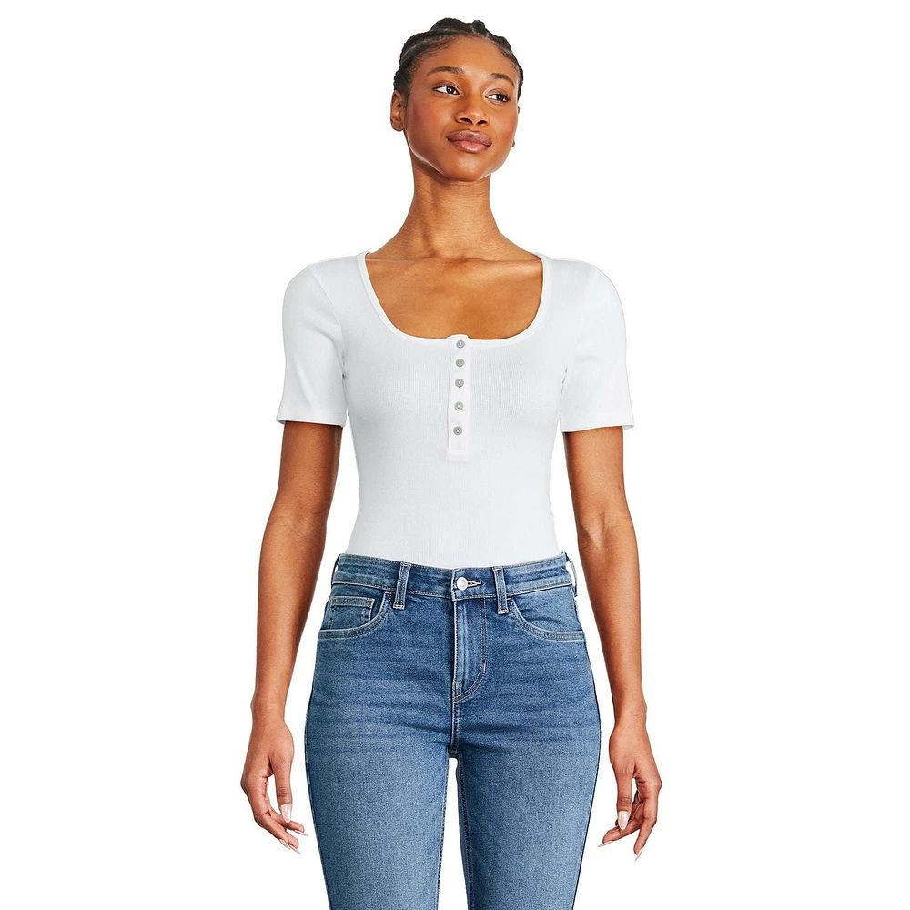 George Women's Henley Bodysuit, Sizes XS-XXL