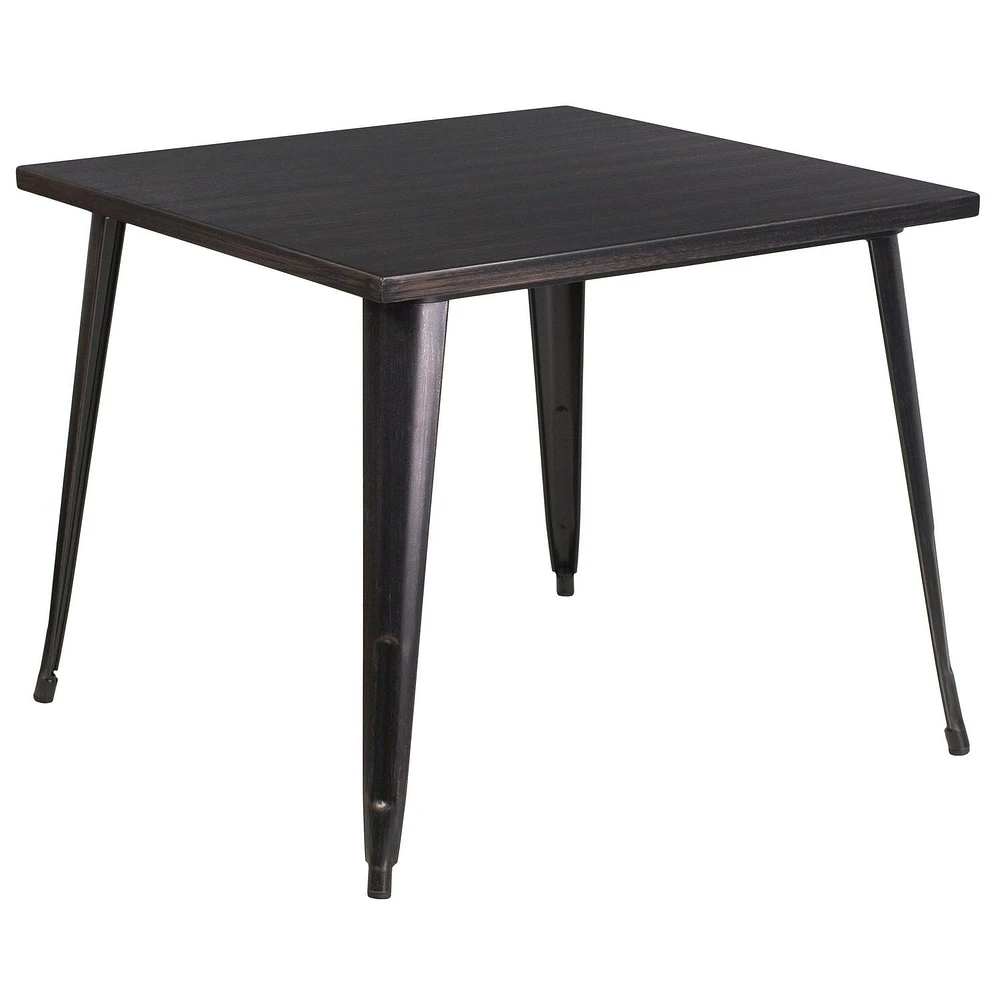 35.5'' Square Blue Metal Indoor-Outdoor Table