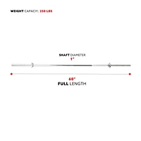 Sunny Health & Fitness 60 Inches Threaded Solid Chrome Barbell bar