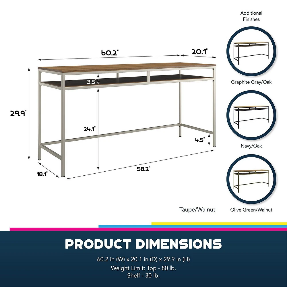 Bradford Computer Desk, Navy/Oak