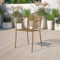 Gold Indoor-Outdoor Steel Patio Arm Chair with Round Back