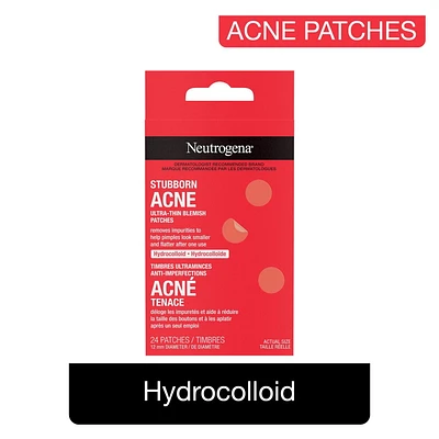 Neutrogena Stubborn Acne Blemish Patches, Hydrocolloid Spot Treatment, Pimple Care Patch, Hypoallergenic, 24 Per Pack