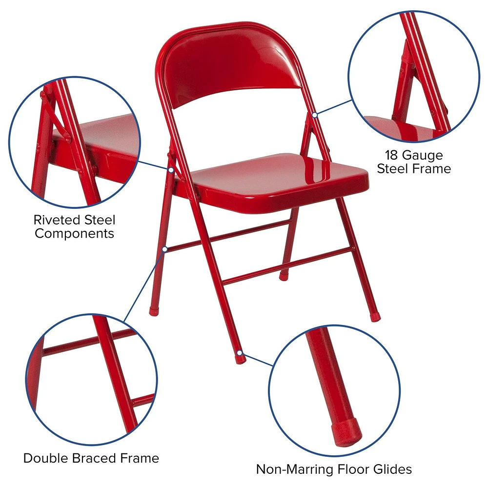 HERCULES Series Double Braced Red Metal Folding Chair