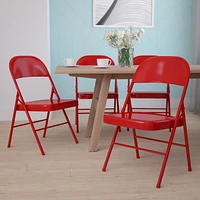 HERCULES Series Double Braced Red Metal Folding Chair