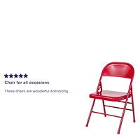 HERCULES Series Double Braced Red Metal Folding Chair