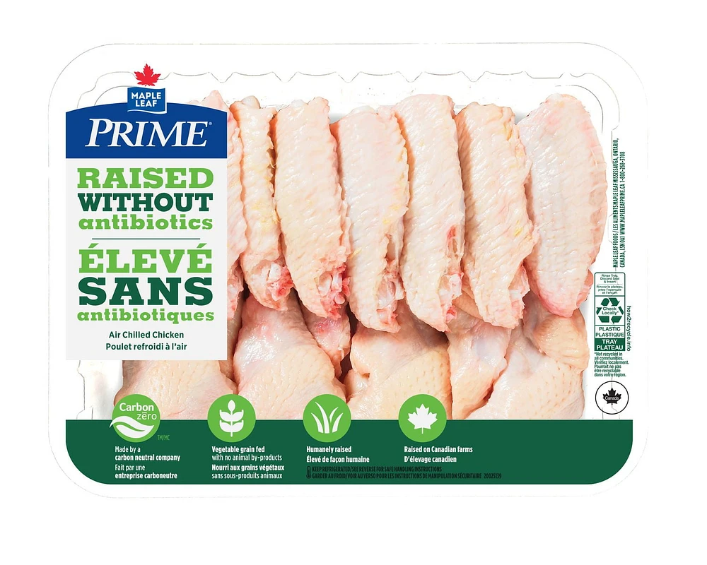 Ailes de poulet coupées - Élevé sans antibiotiques Prime