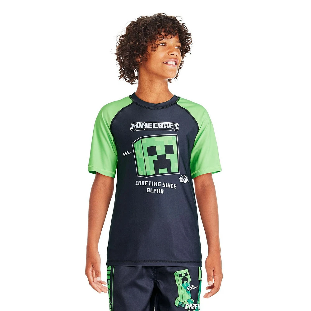 Haut de bain anti-UV Minecraft pour garçons