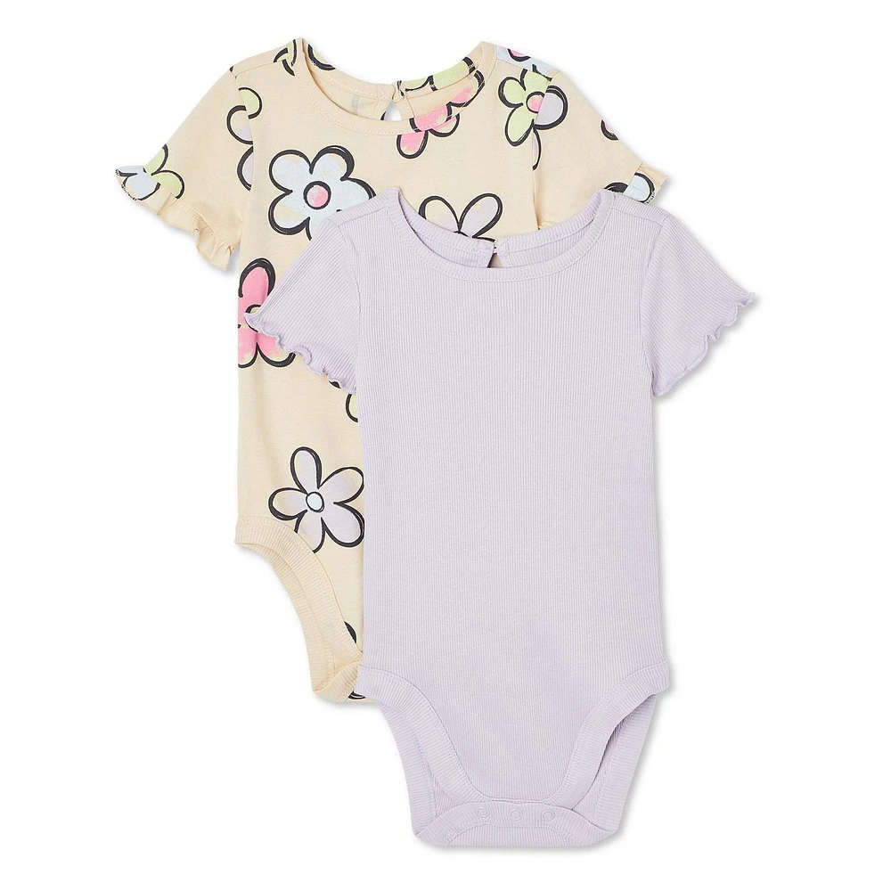 George Baby Girls' Bodysuit 2-Pack, Sizes 0-24 months