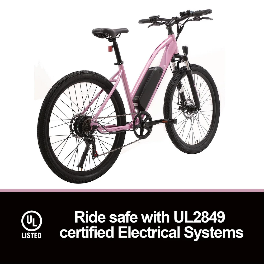 Movelo Electric Bicycle UL2849 certificated with 350W powerful motor&360Wh Removable Battery 27.5" Women mountain e-bike - Pink/Purple