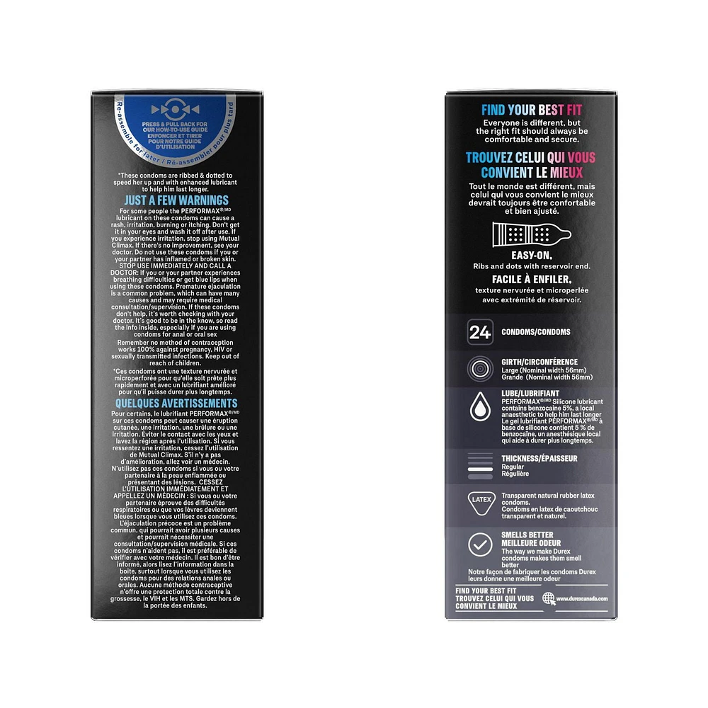 Condoms DurexMD Intense Orgasmic, nervurés et microperlés avec gel Desirex pour une stimulation accrue | 20 condoms 20 condoms