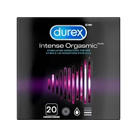 Condoms DurexMD Intense Orgasmic, nervurés et microperlés avec gel Desirex pour une stimulation accrue | 20 condoms 20 condoms