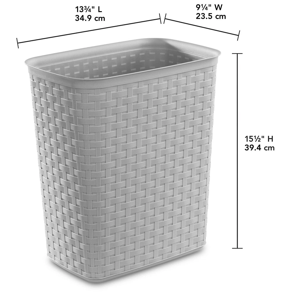 Sterilite 22L Weave Wastebasket- Grey, 22L