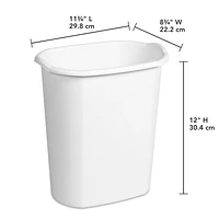 Sterilite 11.4L OPP Rectangular Wastebasket- White, 11.4L