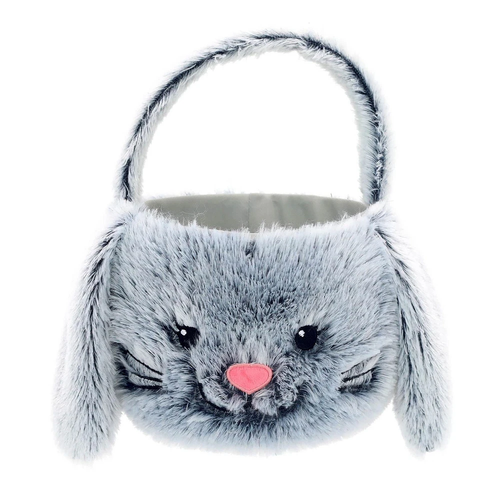 Way To Celebrate Easter Plush Bunny Easter Basket, Grey