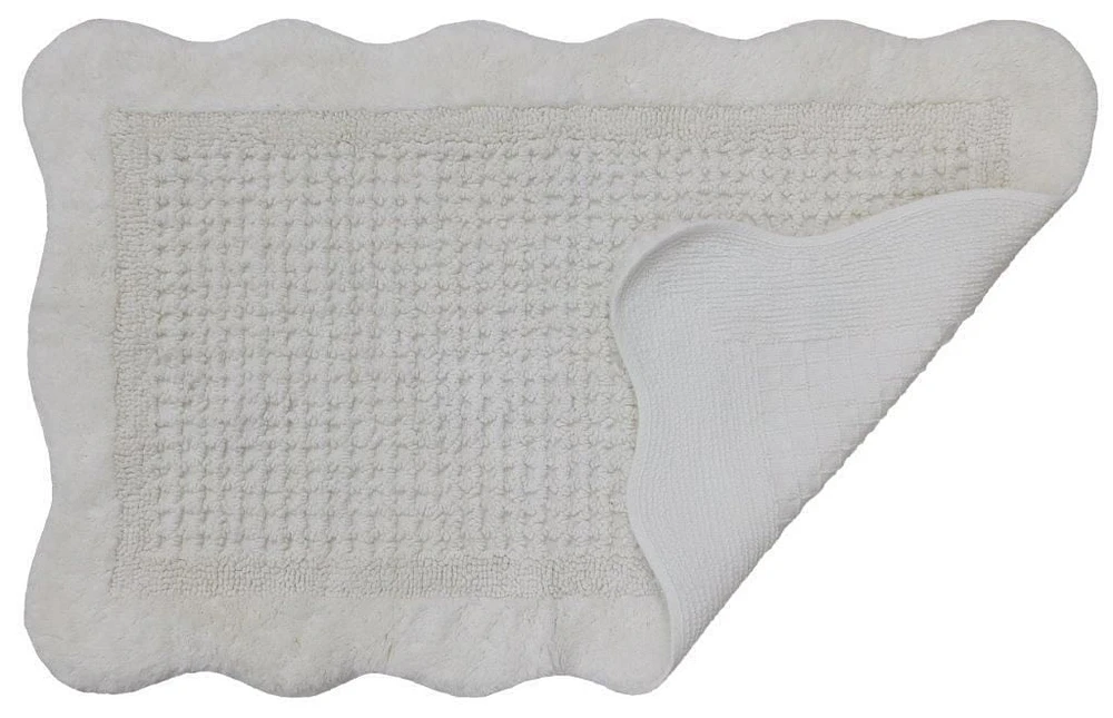 HT SCALAPED EDGE WHITE 20x32, Bath Rug