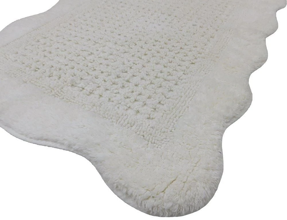 HT SCALAPED EDGE WHITE 20x32, Bath Rug