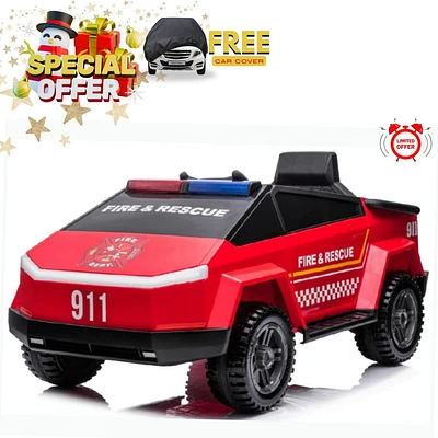 KidsVIP 12V  Fire Truck for Kids And Toddlers Ride On