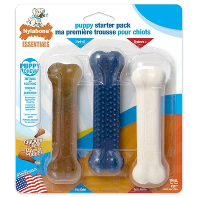 Nylabone Puppy Starter Pack Chicken & Bacon Flavor Small - Up to 25 lbs.