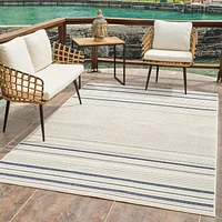 Rug Branch Maise Abstract Indoor Outdoor Area Rug, Cream Blue, Modern - Entryway, Hallway, Bathroom, and Kitchen<br>