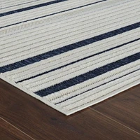 Rug Branch Maise Abstract Indoor Outdoor Area Rug, Cream Blue, Modern - Entryway, Hallway, Bathroom, and Kitchen<br>