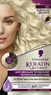 Schwarzkopf Keratin Blond Crème colorante permanente pour cheveux Platinum Blonde 001, paquet de 1/60 ml Paquet de 1/60 ml
