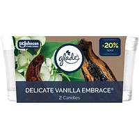 Glade® Scented Candle Air Freshener, Delicate Vanilla Embrace, Jar Candle, 2 Pack