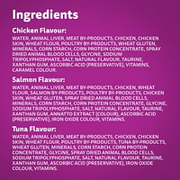 WHISKAS FAVOURITES Adult Wet Cat Food Cuts in Gravy Chicken Flavour, Salmon Flavour, and Tuna Flavour Pouch Variety Pack, 24x85g