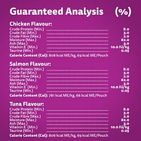 WHISKAS FAVOURITES Adult Wet Cat Food Cuts in Gravy Chicken Flavour, Salmon Flavour, and Tuna Flavour Pouch Variety Pack, 24x85g