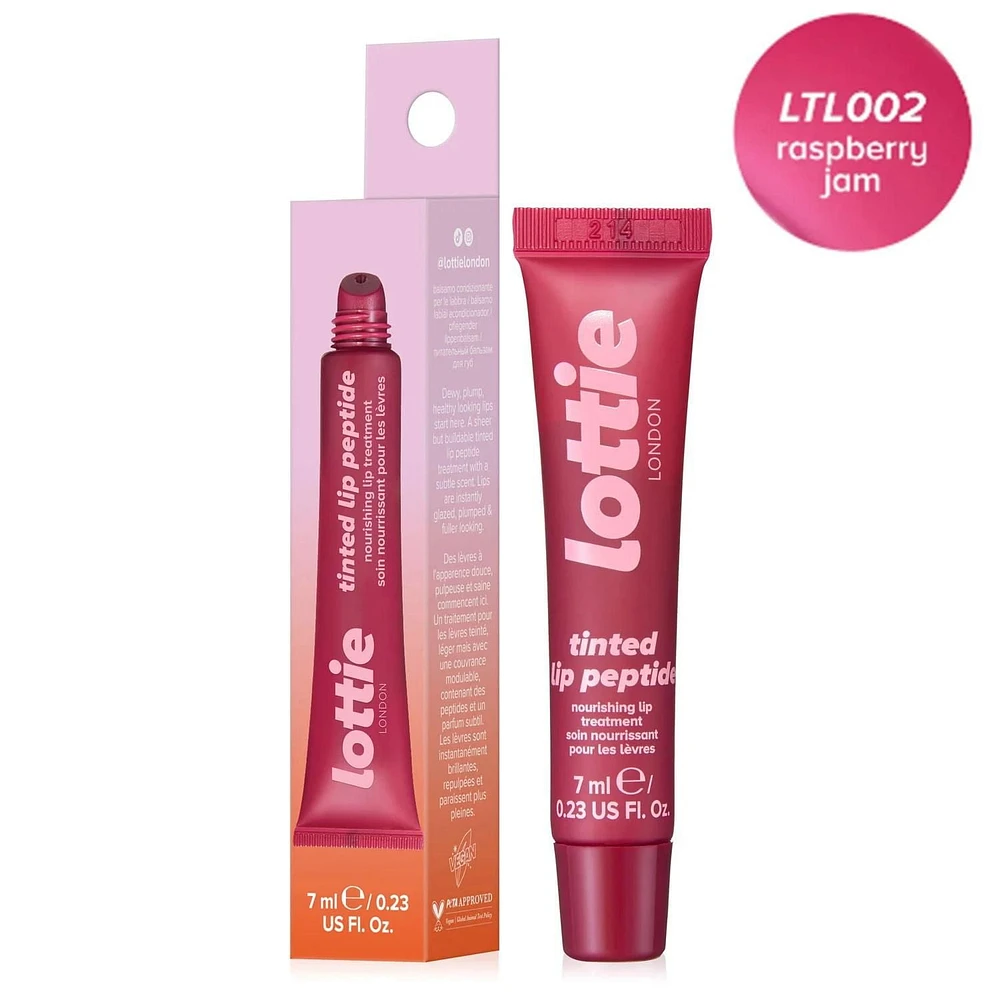 Lottie London - Lèvres teintées Peptide Confiture de Framboise - Baume à lèvres hydratant et repulpant pour les baies - 0.23 Fl oz