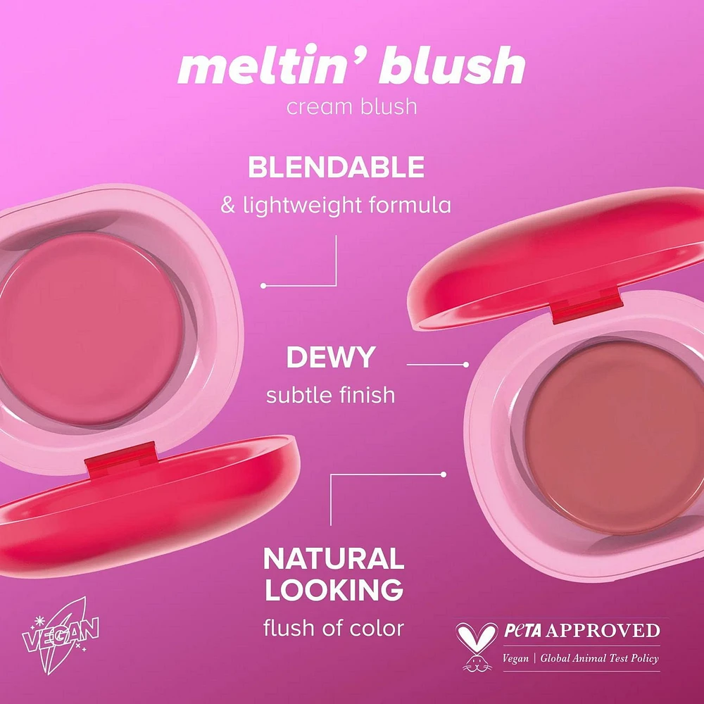 Lottie London - Meltin' Cream Blush - Super Sheer Creamy Cheek Tint - Rose Blush - 0.17 Oz.
