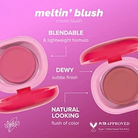 Lottie London - Meltin' Cream Blush - Super Sheer Creamy Cheek Tint - Rose Blush - 0.17 Oz.