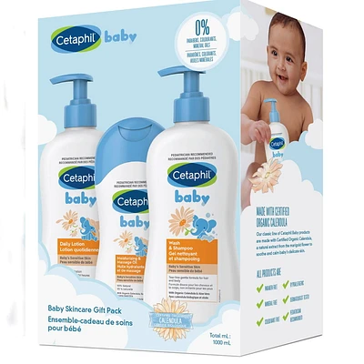 Cetaphil Baby Skin Care Gift Pack | Baby Skincare Essentials | Made with Organic Calendula | Perfect Baby Gift for Parents-to-Be | Paraben Free | Pediatrician Recommended, 1050mg