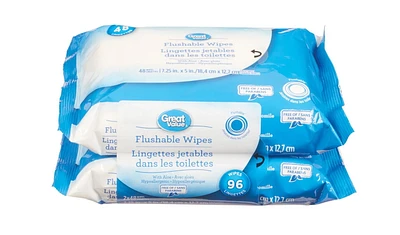 Lingettes jetables dans les toilettes Great Value 96 lingettes