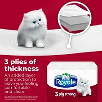 Royale 3 Ply Strong Toilet Paper, 12 Equal 24 Bath tissue rolls, 3-ply, 165 Sheet per roll