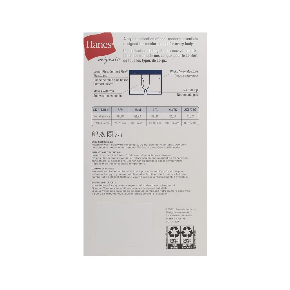 Caleçons pour hommes Hanes Originals, extensibles, coupe moderne, frais et respirants Paquet de 4